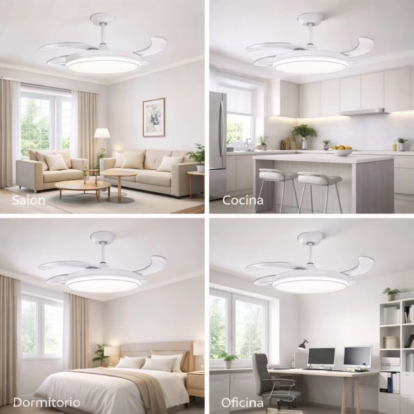 Ventilador de Techo LED con Aspas Retráctiles