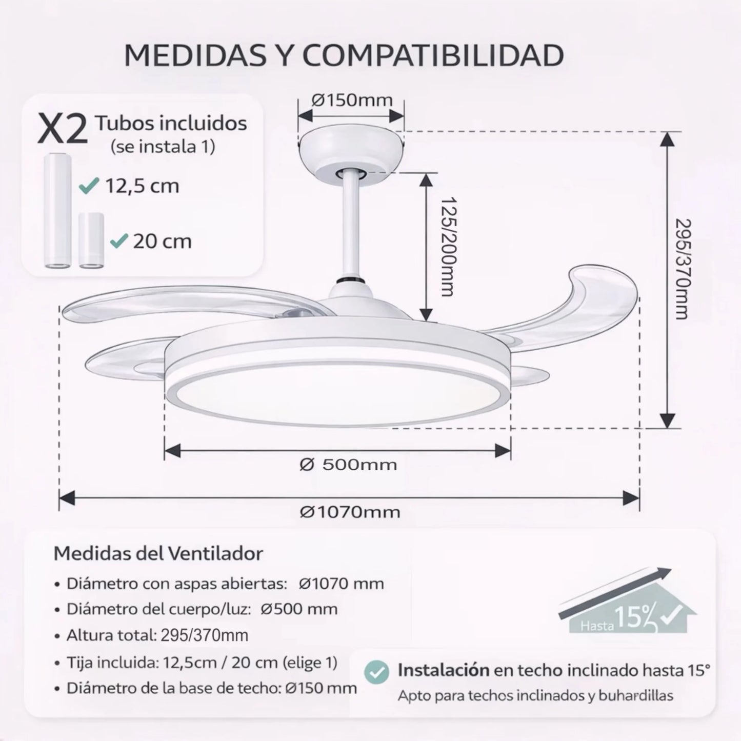 Ventilador de Techo LED con Aspas Retráctiles