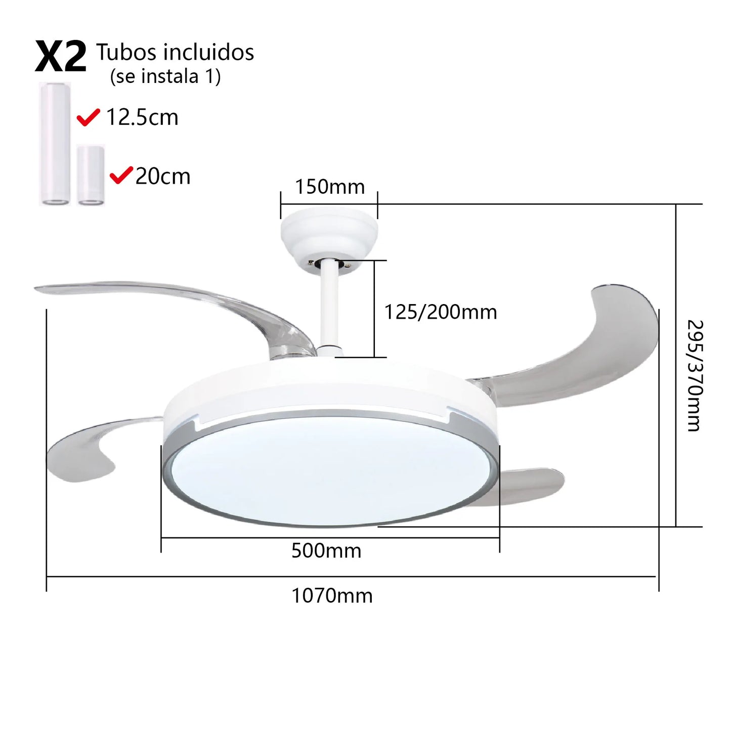 Ventilador de Techo LED con Aspas Retráctiles