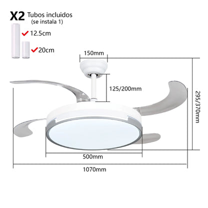 Ventilador de Techo LED con Aspas Retráctiles
